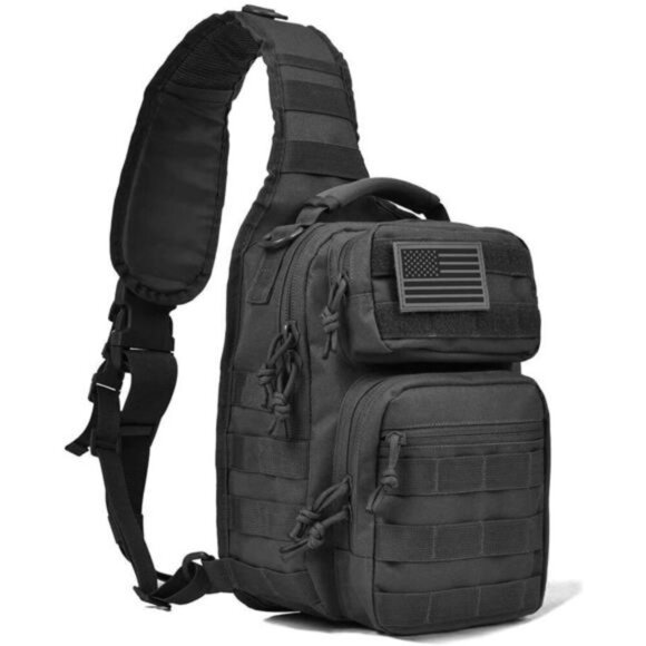 Tactical Sling Backpack Small EDC Shoulder Bag for Travel Range Hiking Black - Picture 6 of 8